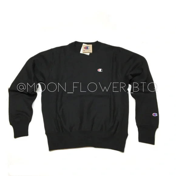 Champion Reverse Weave Crew Neck Sweatshirt Black - Picture 3 of 14